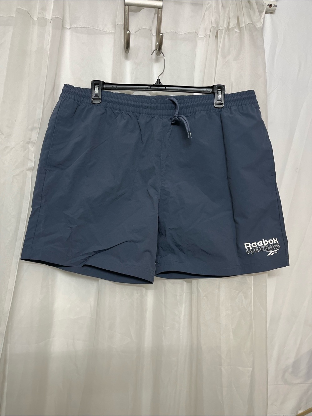 Reebok Slate Blue Athletic Swim Shorts with Drawstring